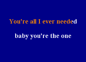 You're all I ever needed

baby you're the one