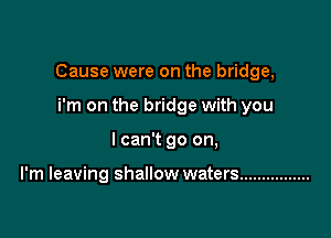 Cause were on the bridge,

i'm on the bridge with you
I can't go on,

I'm leaving shallow waters ................