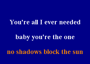 You're all I ever needed

baby you're the one

no shadows block the sun