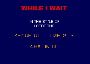 IN THE SWLE OF
LDHDSUNG

KEY OF ((31 TIME12152

4 BAR INTRO
