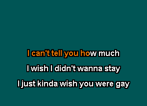 I can't tell you how much

lwish I didn't wanna stay

ljust kinda wish you were gay