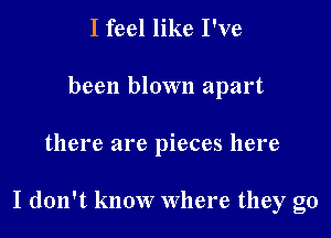 I feel like I've
been blown apart

there are pieces here

I don't know Where they go