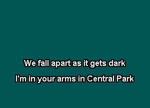 We fall apart as it gets dark

I'm in your arms in Central Park