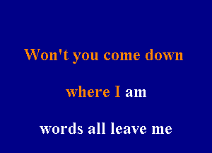 Won't you come down

where I am

words all leave me