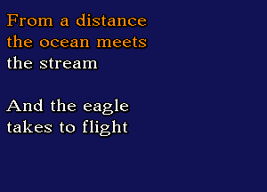From a distance
the ocean meets
the stream

And the eagle
takes to flight