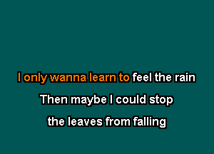 I only wanna learn to feel the rain

Then maybe I could stop

the leaves from falling