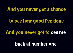 And you never got a chance

to see how good I've done

And you never got to see me

back at number one