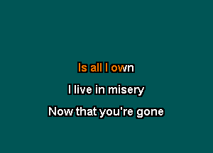 Is all I own

I live in misery

Now that you're gone