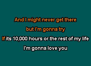 And I might never get there
but I'm gonna try

If its 10,000 hours or the rest of my life

I'm gonna love you