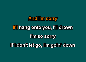 And I'm sorry
lfl hang onto you, I'll drown

I'm so sorry

lfl don't let go, I'm goin' down