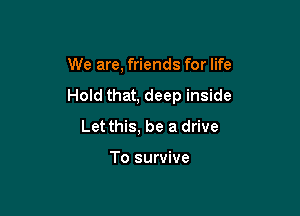 We are, friends for life

Hold that, deep inside

Let this, be a drive

To survive