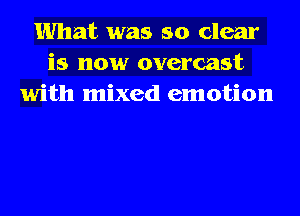 What was so clear
is now overcast
with mixed emotion