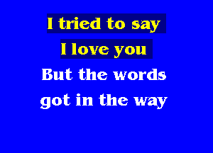 I tried to say
I love you
But the words

got in the way