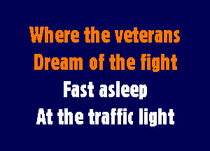 Wh ere the veterans
Dream of the fight

Fast asleep
At ihe traffic light