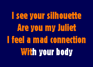 I see your silhouette
Are you my Juliet

I feel a mad connettion
With your body