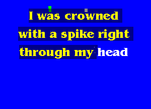 I WAS cro'ivned
with a spike right
through my head