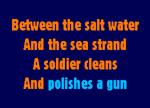 Between the salt water
And the sea strand

A soldier cleans
And polishes a gun