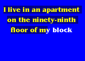I live in an apartment
on the ninety-vninth
floor of my block