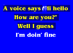 A voice says Ffdi hello

How are you?
Well I guess
I'm doin' fine