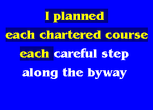 I planned
each chartered course
each careful step
along the byway
