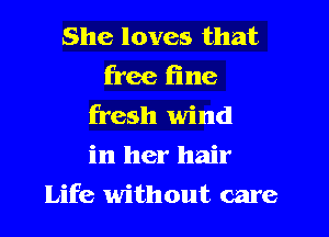She loves that
free fine
fresh wind
in her hair

Life without care