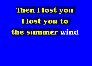 Then I lost you

I lost you to
the summer wind