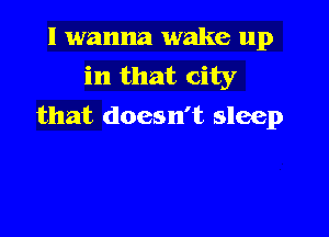 I wanna wake up
in that city
that doesn't sleep