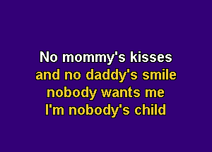 No mommy's kisses
and no daddy's smile

nobody wants me
I'm nobody's child