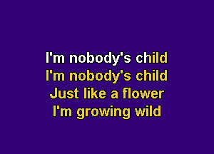 I'm nobody's child
I'm nobody's child

Just like a flower
I'm growing wild