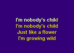 I'm nobody's child
I'm nobody's child

Just like a flower
I'm growing wild