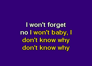 I won't forget
no I won't baby, I

don't know why
don't know why