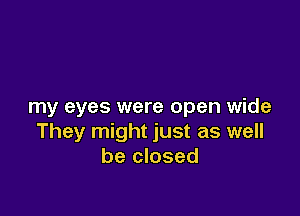 my eyes were open wide

They might just as well
be closed