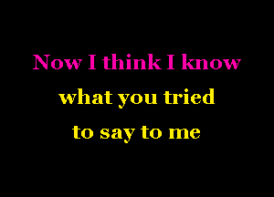 Now I think I know

what you tried

to say to me