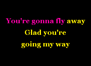 You're gonna fly away

Glad you're

going my way