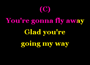 (C)

You're gonna fly away

Glad you're

going my way