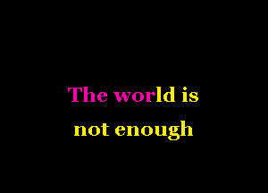 The world is

notenough