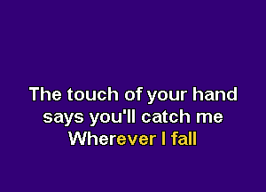 The touch of your hand

says you'll catch me
Wherever I fall