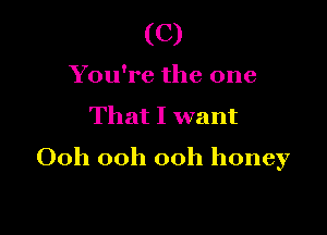 (C)
You're the one

That I want

Ooh 00h 00h honey