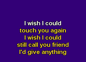 I wish I could
touch you again

I wish I could
still call you friend
I'd give anything