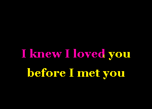 I knew I loved you

before I met you