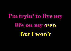 I'm tryin' to live my

life on my own

But I won't