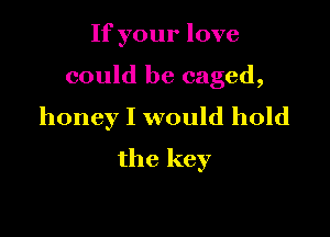 If your love

could be caged,

honey I would hold
the key
