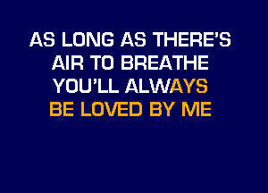 AS LONG AS THERE'S
AIR T0 BREATHE
YOU'LL ALWAYS
BE LOVED BY ME