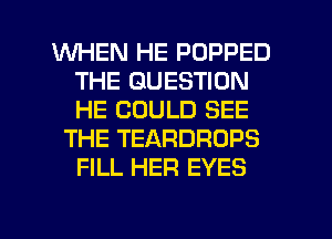 WHEN HE POPPED
THE QUESTION
HE COULD SEE

THE TEARDROPS
FILL HER EYES

g