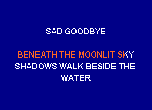 SAD GOODBYE

BENEATH THE MOONLIT SKY

SHADOWS WALK BESIDE THE
WATER