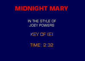 IN THE SWLE OF
JOEY POWERS

KEY OF (E)

TIME12i32