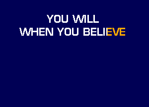 YOU WILL
'WHEN YOU BELIEVE
