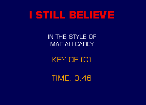 IN THE STYLE 0F
MAFIIAH CAREY

KEY OF ((31

TIME 3148