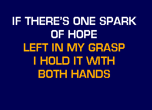 IF THERE'S ONE SPARK
0F HOPE
LEFT IN MY GRASP
I HOLD IT WITH
BOTH HANDS