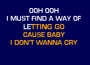 00H 00H
I MUST FIND A WAY OF

LETTING (30

CAUSE BABY
I DOMT WANNA CRY